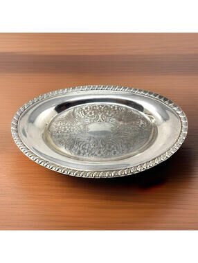 Vintage Eton Victorian Style Small Oval Silver Plated Trinket Dish EUC